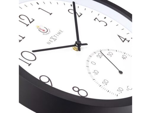 Buitenklok Nextime dia 30.5cm Marigold met temperatuur      cijfers, zwarte rand witte wijzerplaat plastic