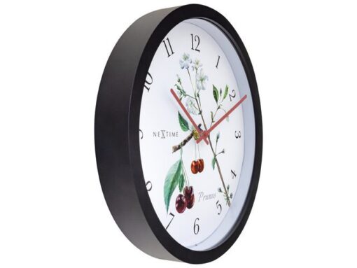 Buitenklok Nextime dia 30.5cm Prunus cijfers, zwarte rand   witte wijzerplaat plastic