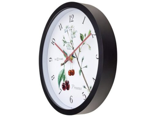 Buitenklok Nextime dia 30.5cm Prunus cijfers, zwarte rand   witte wijzerplaat plastic