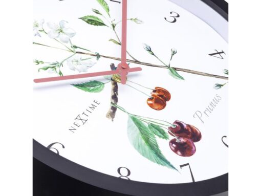Buitenklok Nextime dia 30.5cm Prunus cijfers, zwarte rand   witte wijzerplaat plastic