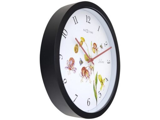 Buitenklok Nextime dia 30.5cm Silene cijfers, zwarte rand   witte wijzerplaat plastic