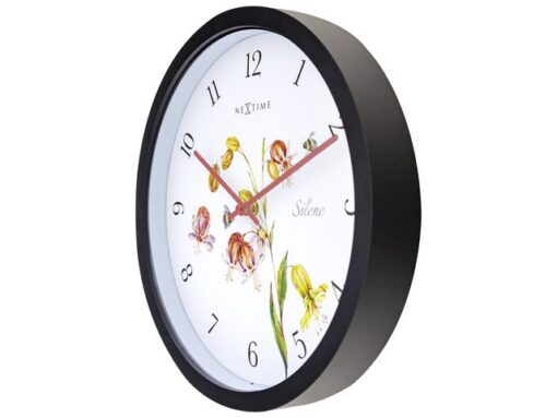 Buitenklok Nextime dia 30.5cm Silene cijfers, zwarte rand   witte wijzerplaat plastic