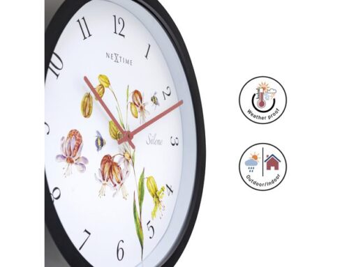 Buitenklok Nextime dia 30.5cm Silene cijfers, zwarte rand   witte wijzerplaat plastic