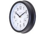 Buitenklok Nextime dia 23,5cm Jasmine met thermo- en        hydrometer cijfers, zwarte rand witte wijzerplaat plastic