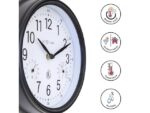 Buitenklok Nextime dia 23,5cm Jasmine met thermo- en        hydrometer cijfers, zwarte rand witte wijzerplaat plastic