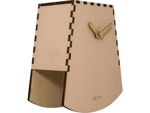 Tafelklok NeXtime Rocky 19.5x18x8.8 cm hout zalm