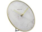 NeXtime - Tafelklok - Ø 20 cm - Glas / Metaal - Wit -       'Marble'