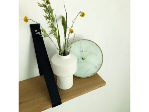 NeXtime - Tafelklok - Ø 20 cm - Glas / Metaal - Wit -       'Marble'