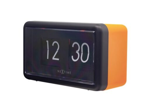 Flip klok Nextime 18x10x7cm tafel/wand oranje/zwart