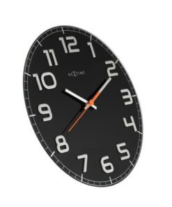 maar prachtig ontwerp met een geruisloos uurwerk en een oranje secondewijzer. Afm. 30cm