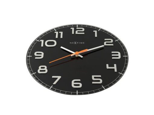 Wandklok NeXtime dia. 30 x 3.5 cm, glas, zwart, 'Classy     Round'