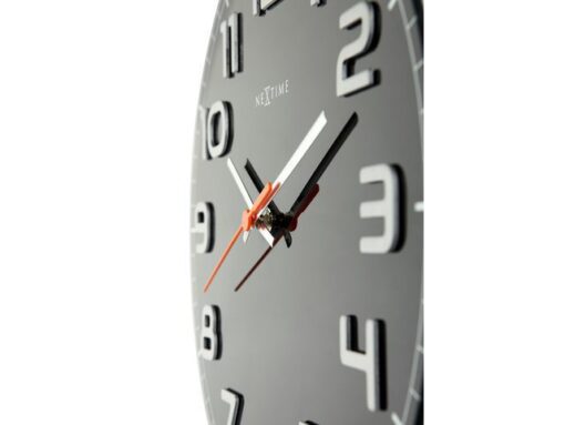 Wandklok NeXtime dia. 30 x 3.5 cm, glas, zwart, 'Classy     Round'
