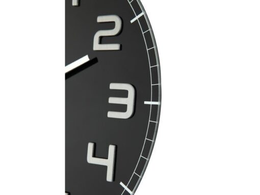 Wandklok NeXtime dia. 30 x 3.5 cm, glas, zwart, 'Classy     Round'