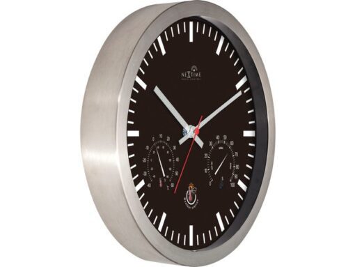 Wandklok Nextime dia 25cm zwart aluminium Radio Controlled