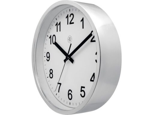 NeXtime wandklok NXT diam. 25,5 kunststof zilver, witte wijzerplaat