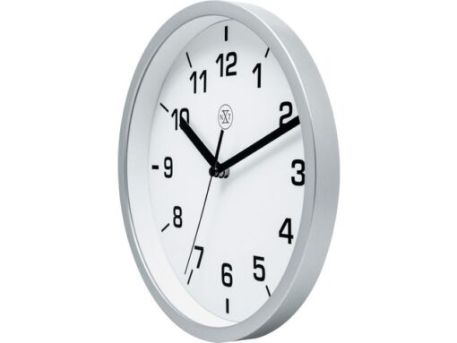 NeXtime wandklok NXT diameter 20cm kunststof zilver, witte          wijzerplaat