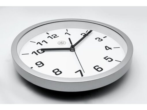 NeXtime wandklok NXT diameter 20cm kunststof zilver, witte          wijzerplaat