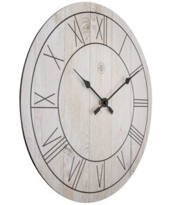 Wandklok Ø 40 cm. Licht kleurig hout met een zwarte index. Elegante wijzers. Deze klok werkt op 1 AA batterij (niet bijgeleverd).