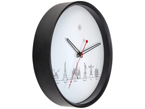 NeXtime Wandklok nXt Worldtour dia 30cm kunststof zwart