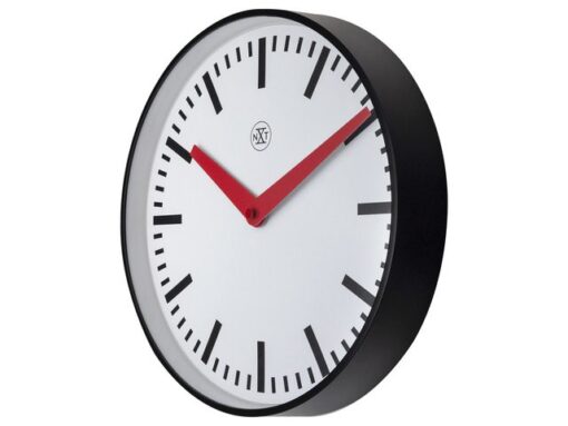 Stationsklok - 25.5cm - Stille wandklok - Wit - nXt by      NeXtime - "Newcastle"