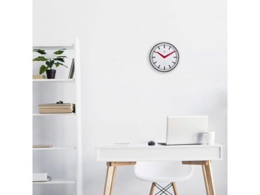 Stationsklok - 25.5cm - Stille wandklok - Wit - nXt by      NeXtime - "Newcastle"