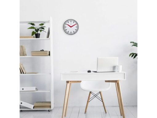 Stationsklok - 25.5cm - Stille wandklok - Wit - nXt by      NeXtime - "Newcastle"