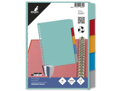 Kangaro KTC Tabblad Kangaro A5 blanco karton 180 grams assorti 17-gaats 5-delig