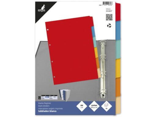 Kangaro KTC Tabblad Kangaro A4 blanco karton 180 grams assorti 4-gaats  6-delig