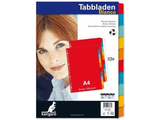 Kangaro KTC Tabblad Kangaro A4 blanco karton 180 grams assorti 23-gaats 10-delig