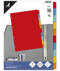 waardoor deze voor iedere vrije indeling te gebruiken zijn. De bladen en tabs zijn beschrijfbaar en worden per set in assorti kleuren geleverd. Per set verpakt in een krimp. A4. 10-delig. 4-gaats.