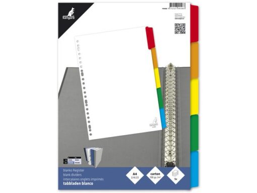 Kangaro KTC Tabblad Kangaro A4 blanco karton 190 grams wit 23-gaats     5-delig