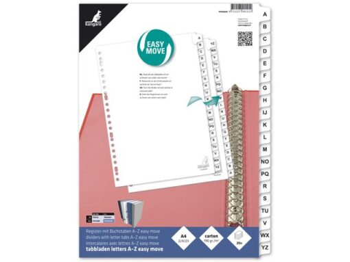 Kangaro KTC Tabblad Kangaro A4 letters karton 190 grams wit 23-gaats    20-delig A-Z