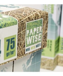 graan en suikerriet. Dit duurzame print- en kopieerpapier met een zeer lage milieu impact heeft een witte kleur en is Elementair Chloorvrij (ECF) gebleekt. PaperWise print- en kopieerpapier wordt met 100% groene energie geproduceerd en is geschikt voor dubbelzijdig printen en kopiëren. Het print- en kopieerpapier van PaperWise is gecertificeerd voor archivering tot 100 jaar (ISO-9706) en is uitstekend recyclebaar via archiefvernietiging en de normale oud-papierstroom. Het milieuvriendelijke kantoorpapier is geschikt voor alle soorten printers en digitale multifunctionele kopieerapparaten en is haarscherp in kleur en zwartwit te bedrukken. Pak à 500 vel. ISO 9706