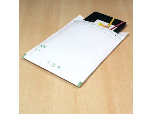 Luchtkussenenvelop Raadhuis 270x360mm H18 wit plakstrip     doos a 100 stuks