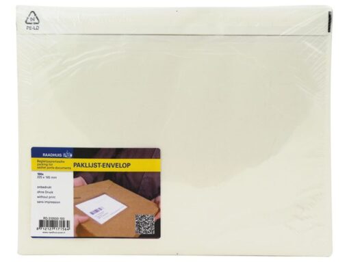 Raadhuis Paklijstenvelop binnenmaat 225x165mm A5 50 micron blanco    100 stuks