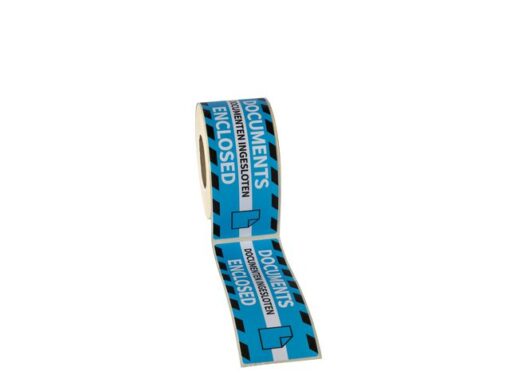Gevaaretiket Raadhuis 46x125mm rol 250 stuks Documents      encl. EN/NL blauw