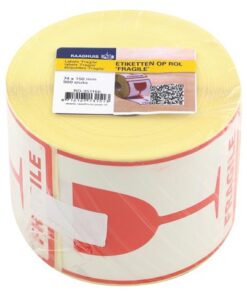 Zelfklevende waarschuwingsetiketten op rol. Verhoogt de attentiewaarde en is duidelijk leesbaar. Formaat 74 x 105mm. 500 stuks. Opdruk glas/breekbaar.