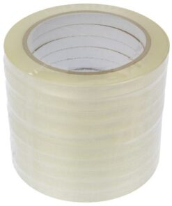 Zakkensluittape Raadhuis PP tbv de B2 afrolapparaat Zelfklevende tape voor de zakkensluiter. Formaat 9 mm breed met 66 meter op de rol. Kleur transparant. Krimp a 10 rol.