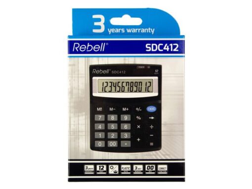 Calculator Rebell SDC412 BX zwart desk 12 digit