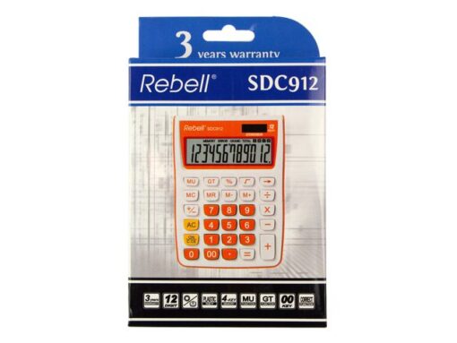 Calculator Rebell-SDC912OR-BX wit-oranje desktop