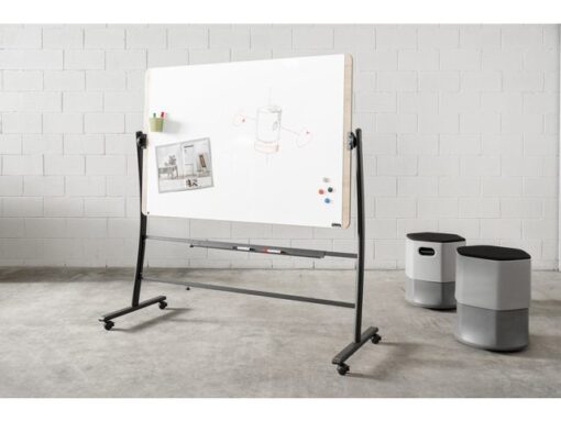 Whiteboard Rocada Natural 129x100cm wit mobiel 2-zijdig