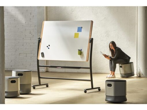 Whiteboard Rocada Natural 129x100cm wit mobiel 2-zijdig
