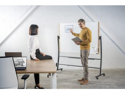 Whiteboard Rocada Natural 129x100cm wit mobiel 2-zijdig