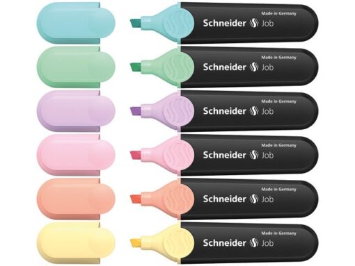 Tekstmarker Schneider Job pastel kleur ass. etui a 6st.