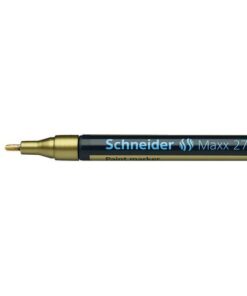dekt lakachtig op vrijwel alle oppervlakken. De marker is watervast en lichtecht. Ronde punt met een schrijfbreedte ca. 1 - 2 mm. Kleur goud.
