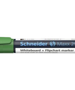 Marker met beitelpunt voor whiteboard en flipover. Schrijfbreedte ca. 2 - 5 mm. Vrijwel reukloos en sneldrogend. 'Cap-off' inkt dat betekent dat de marker meerdere dagen zonder dop kan liggen zonder uit te drogen. Eenvoudig en schoon navulbaar met refill-station 665. De behuizing bestaat voor 95% uit gerecycled plastic. Schrijfkleur groen.