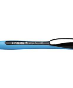 4mm). Balpen met Viscoglide technologie dat zorgt voor makkelijk en soepel schrijven. Inkt is watervast volgens ISO 12757-2. De ergonomisch gevormde rubberen greep bevordert ontspannen schrijven zonder vermoeidheid van de hand. De pen is uitgevoerd met stevige metalen clip. De vervangbare grote vulling Slider 755 XB heeft een slijtvaste roestvrijstalen punt dat garandeert dat de grote inktvoorraad volledig kan worden gebruikt. De inkt droogt snel - zelfs op glad papier - en is veegvast bij het markeren met een tekstmarker. Balpen Slider Rave wordt CO2 neutraal geproduceerd.