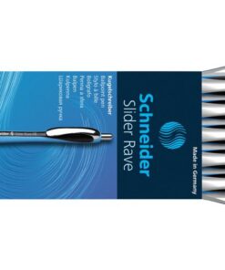 glijdend schrijven en blinkt uit door hoge schrijfprestaties. De inkt is documentecht volgens ISO 12757-2. De houder van de Slider Rave is van rubber en ergonomisch gevormd