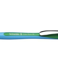 4mm). Balpen met Viscoglide technologie dat zorgt voor makkelijk en soepel schrijven. Inkt is watervast volgens ISO 12757-2. De ergonomisch gevormde rubberen greep bevordert ontspannen schrijven zonder vermoeidheid van de hand. De pen is uitgevoerd met stevige metalen clip. De vervangbare grote vulling Slider 755 XB heeft een slijtvaste roestvrijstalen punt dat garandeert dat de grote inktvoorraad volledig kan worden gebruikt. De inkt droogt snel - zelfs op glad papier - en is veegvast bij het markeren met een tekstmarker. Balpen Slider Rave wordt CO2 neutraal geproduceerd.