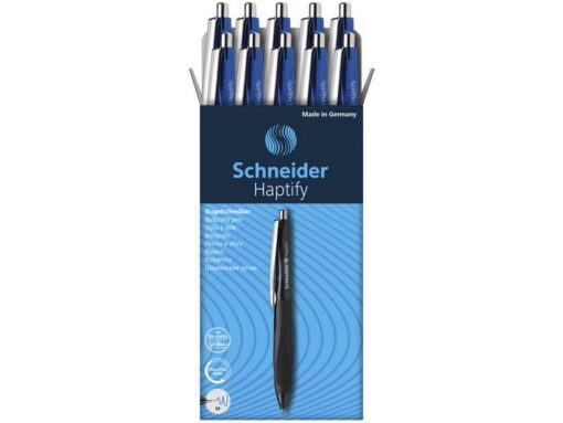 Balpen Schneider Haptify blauw omhulsel, blauwschrijvend